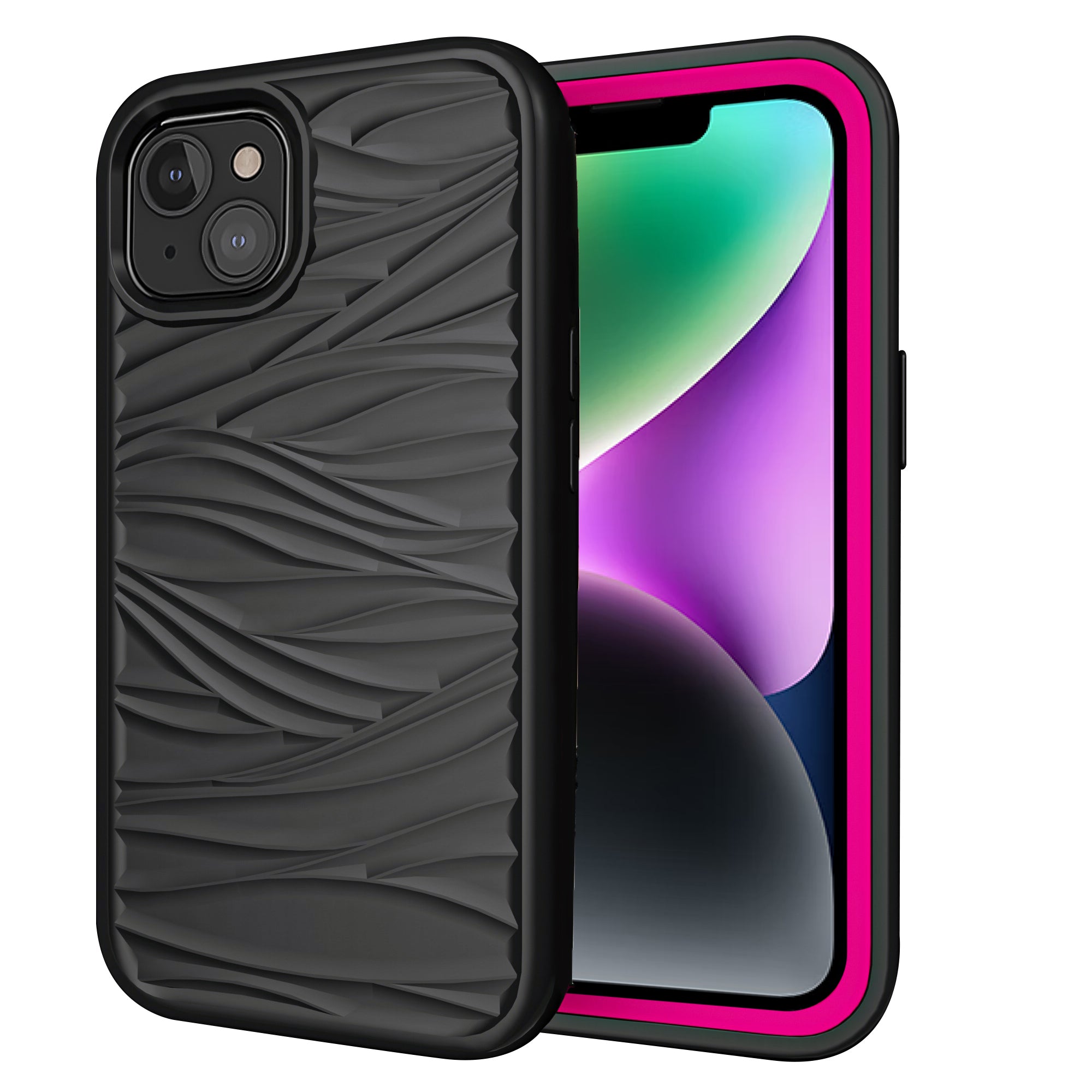 Phone Case for iPhone 14 Detachable 2-in-1 PC+Silicone Shell Anti-Slip Wave Texture Drop-proof Cover Phone Case for iPhone 14 Detachable 2-in-1 PC+Silicone Shell Anti-Slip Wave Texture Drop-proof Cover